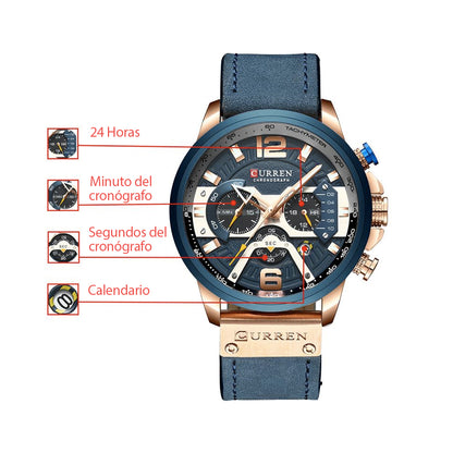 Reloj Curren 8329 Cronógrafo Cuero Original